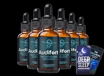 Six-bottle AudiFort liquid supplement package