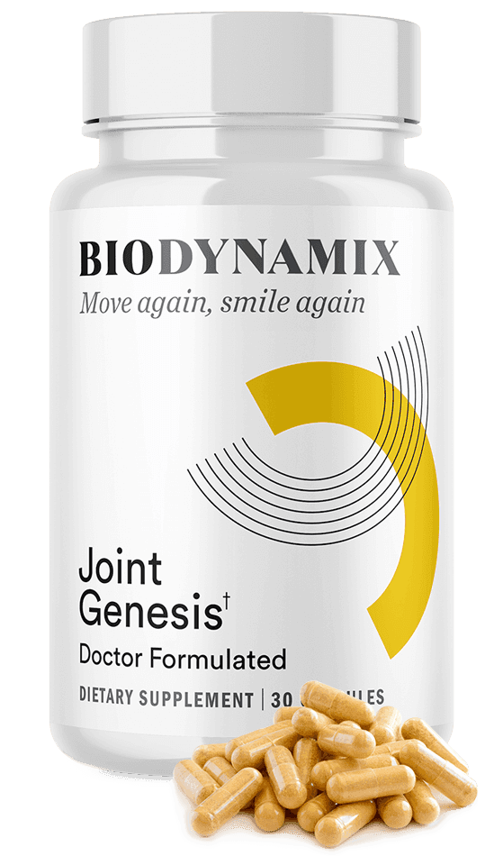 Joint Genesis bottle shown with its marketed ingredients